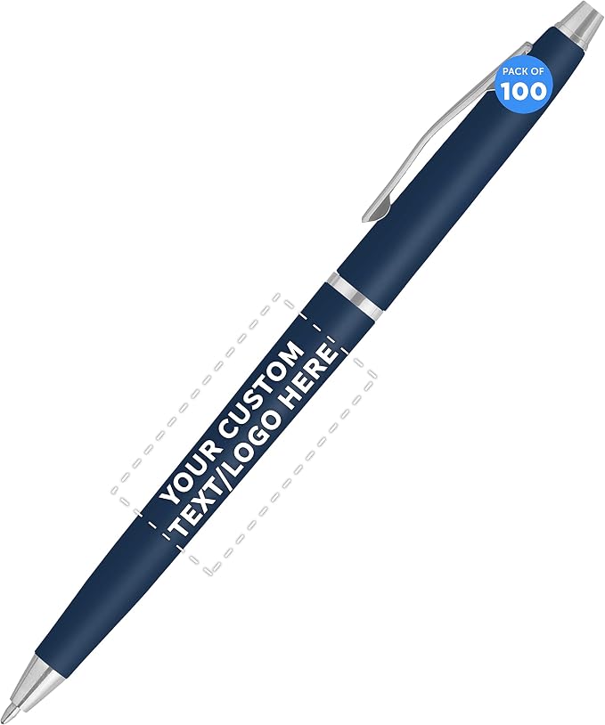 DISCOUNT PROMOS Custom Langham Ballpoint Pens Set of 100, Personalized Bulk Pack by DISCOUNTPROMOS