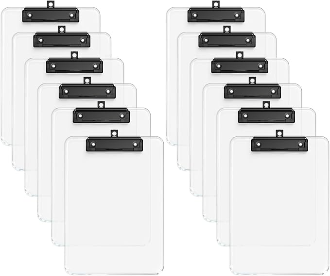 Zoenley A4 Plastic Clipboard Set of 12, A4 Transparent 8.5 x 11 Clip Board by Unknown