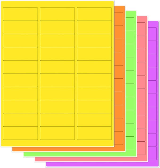 THEBLUETOUCH 1" x 2-5/8" Neon Labels – 750 pcs Printable Labels Stickers by THEBLUETOUCH