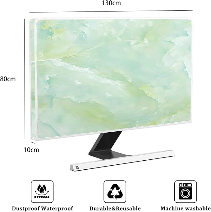 Baocicco Sage Green Marble Waterproof TV Dust Cover 55 Inch Anti-Static - Image 2