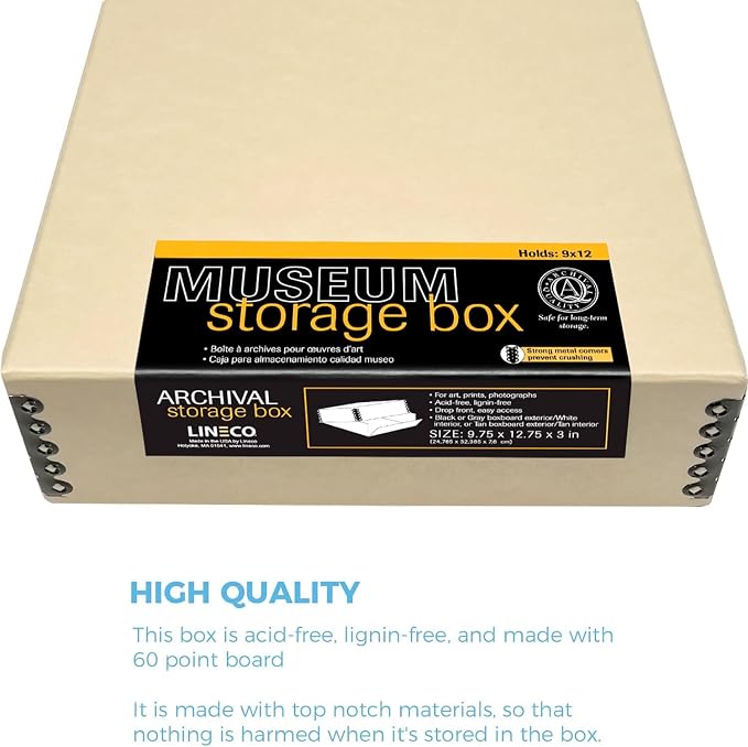 Lineco Museum Archival Storage Box, 9.75x12.75x3 in. Drop Front Design. - Image 5