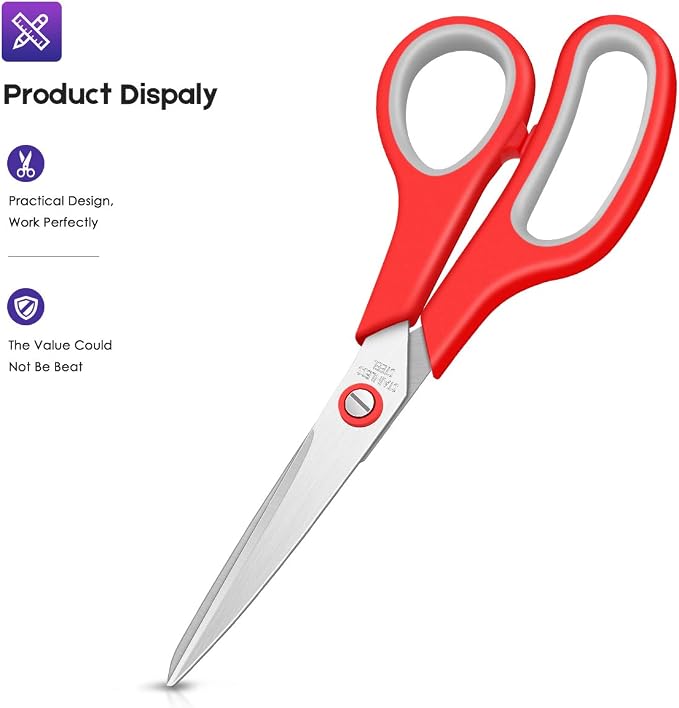 Scissors for Office, Taotree 8" Scissors All Purpose Bulk of 5-Pack, Middle - Image 2
