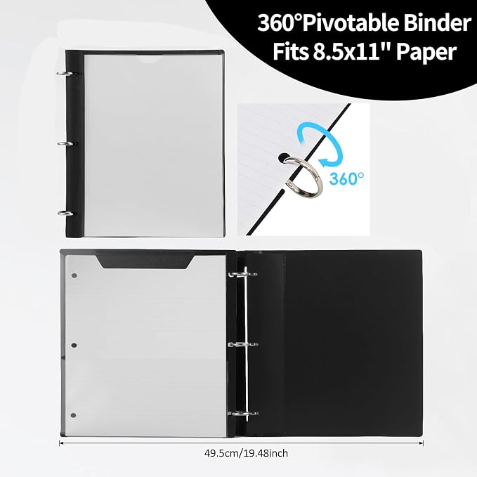Tashkummy 360 Degree Pivotable Binder, Upgraded 3 Ring Binder 1 inch, Flexible - Image 5