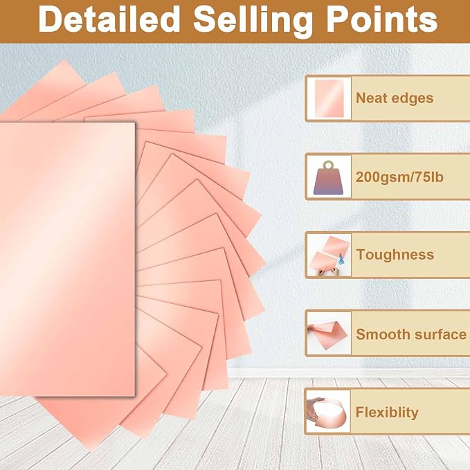 Silunkia 40 Sheets Pink Shimmer Cardstock 8.5 x 11 Crafts Paper, 75lb - Image 3