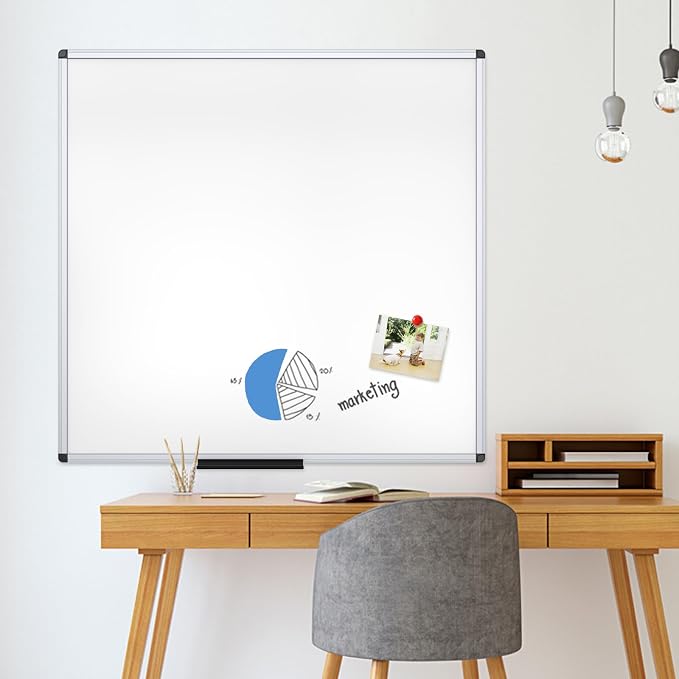 VIZ-PRO Dry Erase Board/Magnetic Whiteboard, 48 x 48 Inches, Large Wall Mounted - Image 5