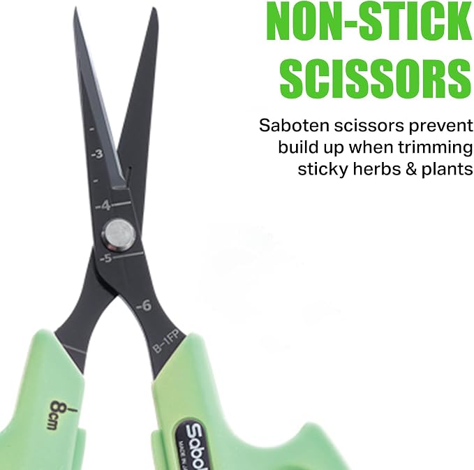Saboten Fluorine Coated Angled Blade Trimming Scissors Green PT-2 160mm - Image 4