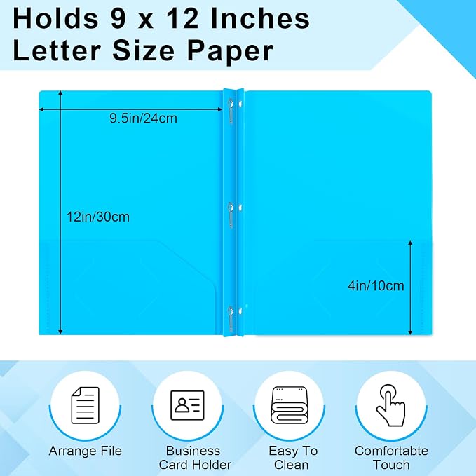 Harloon 40 Pcs Plastic Tax Return Folders 12 x 9 Inches 2 Pocket Folders Bulk - Image 2