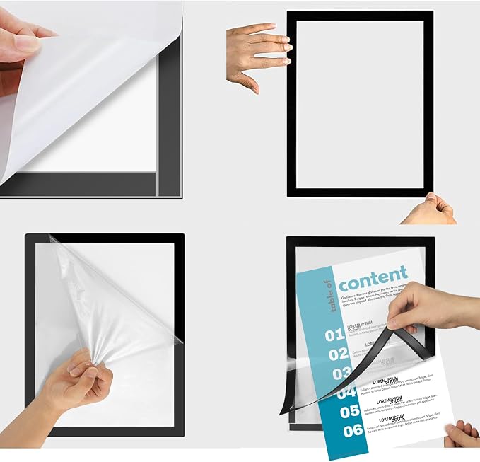 JIUYE 3Pcs Self Adhesive Magnetic Sign Holder 8.5 x 11 inches, Wall Mount - Image 7