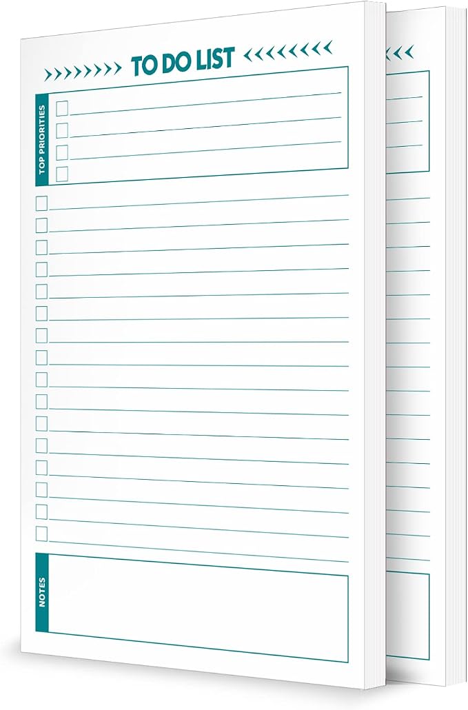 To Do List Notepad – 2 Pads of 50 Sheets, Total of 100 sheets Ruled Planning by NextDayLabels