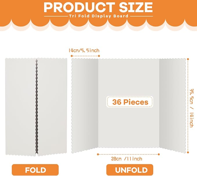 Ctosree 36 Pcs 14 * 22 Inch Tri Fold Poster Board Bulk, Science Fair Project - Image 2