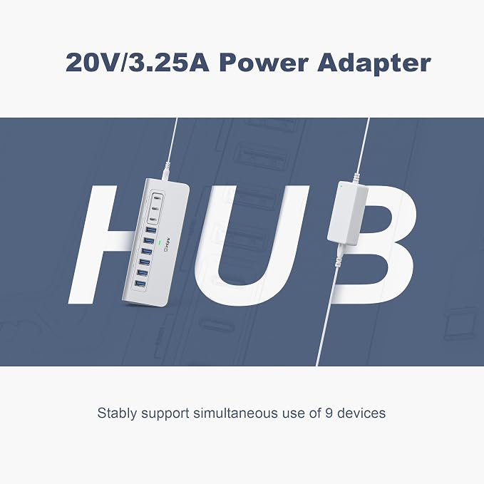 Powered USB Hub 10Gbps, intpw 9-Port USB 3.2 Hub, USB C Hub - Image 7