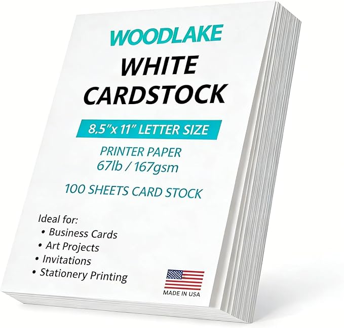 Woodlake White Cardstock Paper, 67lb/167gsm Index Card stock, 8.5" x 11" Letter by Unknown
