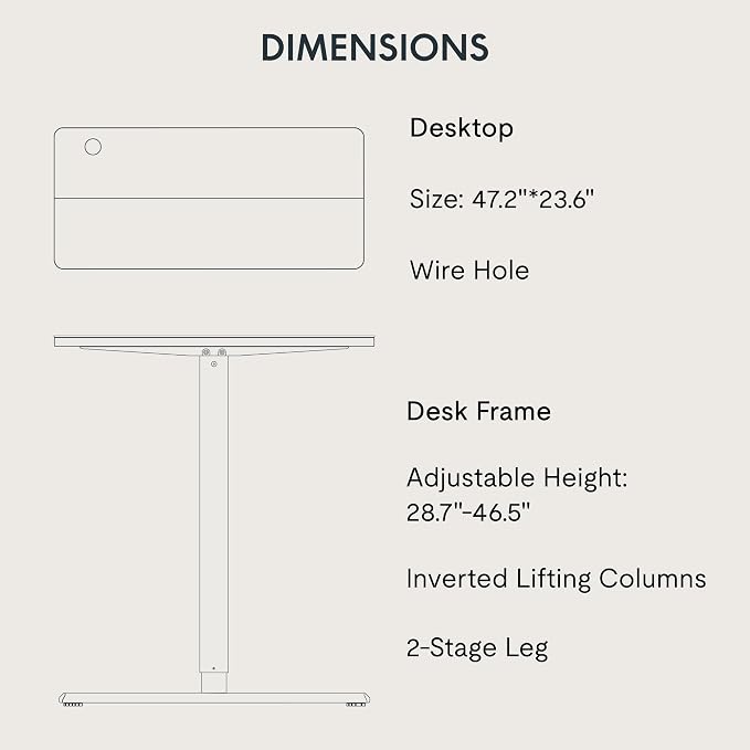 FitStand Adjustable Standing Desk, 47x24 Inches Home Office Desk - Image 6