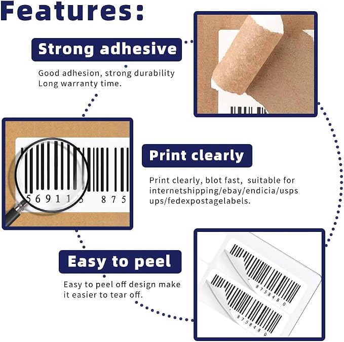 POLYSELLS Self Adhesive 2"x4" Address Shipping Labels, 10UP White Sticker FBA - Image 3