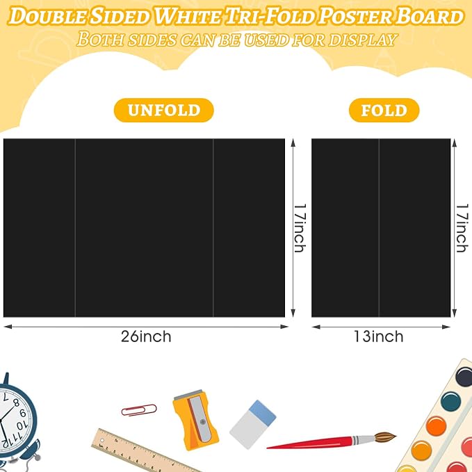 20 Pack Trifold Poster Board, School Projects, Graduation Party, Event Displays - Image 2