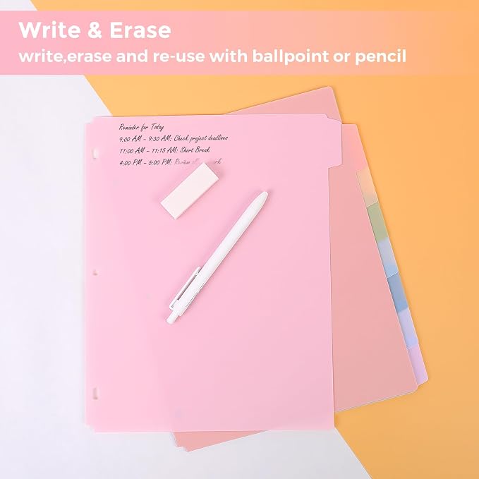 SKYDUE Durable Plastic 8-Tab Dividers, Big Tab Dividers - Image 7