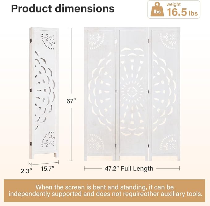66.9Inch Wooden Room Partition - Image 8