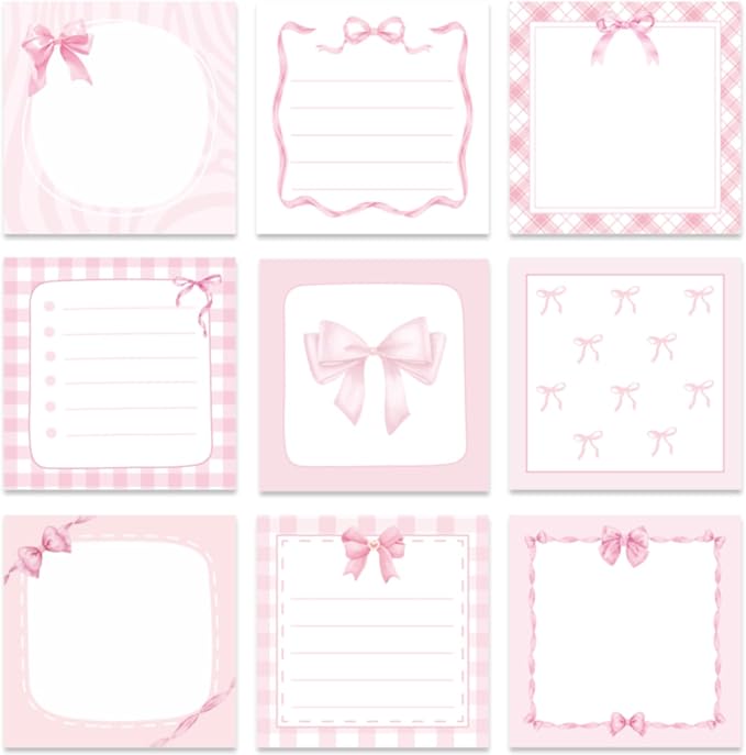 Pink Bow Sticky Notes Gifts by Lovarywow