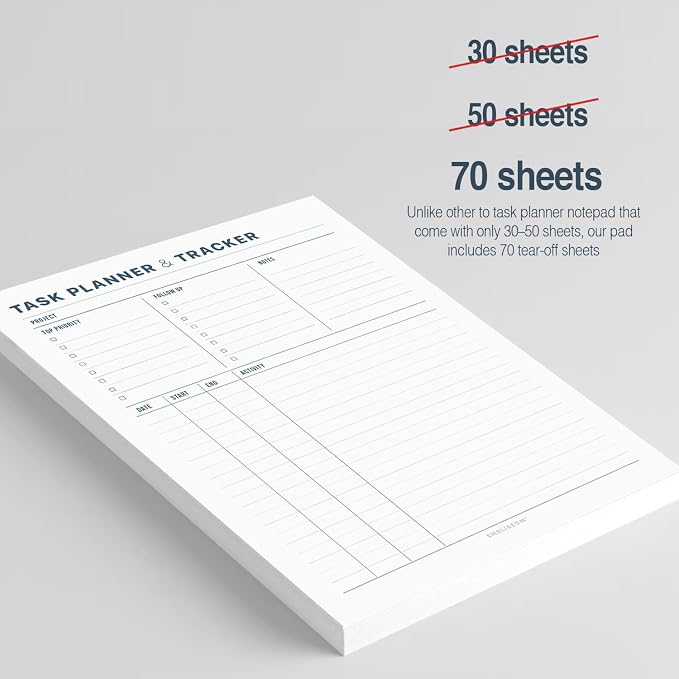 Task Planner & Tracker 8.5 x 11 Tear-Off 70 Sheet Planner Pad – Project - Image 3