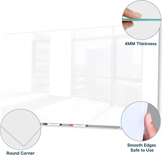 J&J worldwide Glass Whiteboard, Magnetic Brilliance White Dry Erase Board 36" x - Image 2