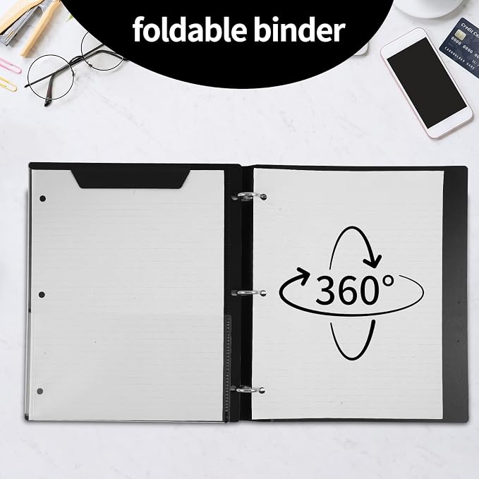 Tashkummy 360° Pivotable 3 Ring Binder, Upgraded Foldable Binders 1 inch 2 Pack - Image 6