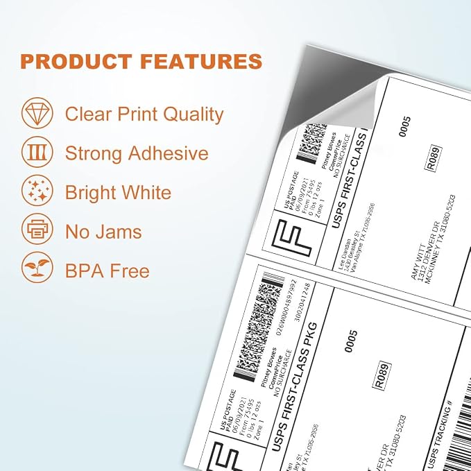BESTEASY 16000 Half Sheet Self Adhesive Shipping Labels, Laser/Ink Jet White - Image 4