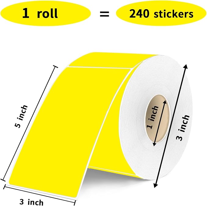 3×5 Inch Yellow Removable Thermal Labels, Waterproof Thermal Label, 240 Sheets - Image 3