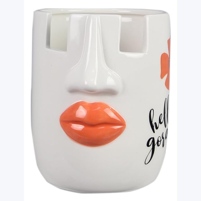 Young's Inc Ceramic Eyeglass and Stationery Holder Cup – White Face Desk - Image 2
