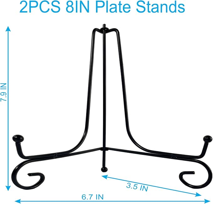 HENABLE 2PCS Premium Black Iron Plate Stands - Image 2