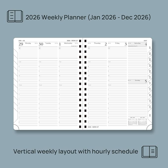POPRUN 2026 Planner with Hourly Schedule, Vertical Layout - Image 3