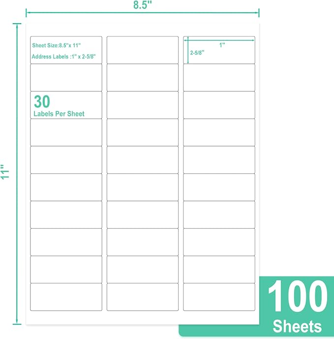 L LIKED Printable Address Labels, 000 Stickers, 30 per Sheet, Mailing Labels - Image 2