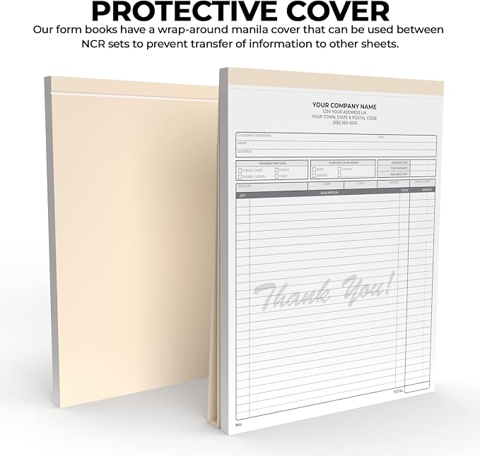 Custom 8.5" x 11" Carbonless NCR Books in 3-Part Triplicate Invoices, Work - Image 3