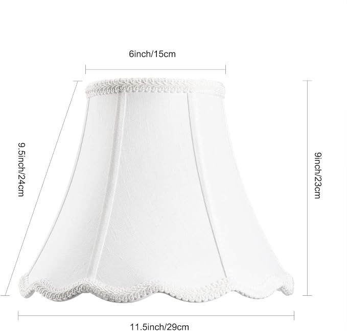 Bell Lamp Shade, Saangseon White Lampshade Replacement 6'' Top x 11.5'' Bottom - Image 2