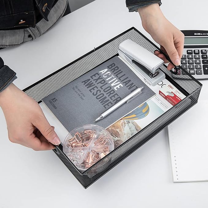 EsOfficce Desk Drawer Organizer, A4 Large Metal Mesh Desk Rrganizer Tray - Image 3