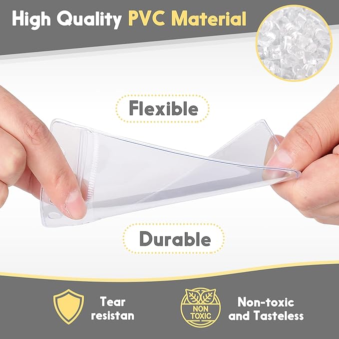Marspark 500 Pieces Clear Plastic Horizontal Name Badge ID Card Holders - Image 5