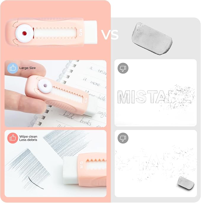 M&G 4 Pack Pencil Erasers Sliding Retractable Eraser, Soft Cute Erasers Push - Image 4