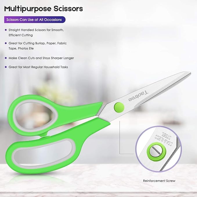 Scissors Bulk Set of 24-Pack, Taotree 8" Scissors All Purpose Comfort Grip - Image 5