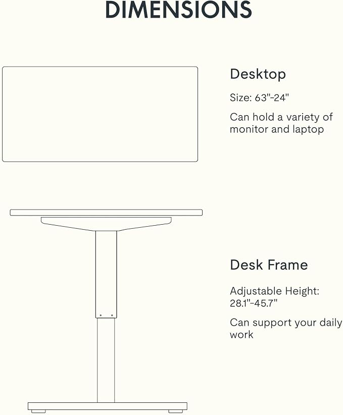 FLEXISPOT EN1 One-Piece Solid Wooden Standing Desk 63 x 24 Inches Height - Image 7
