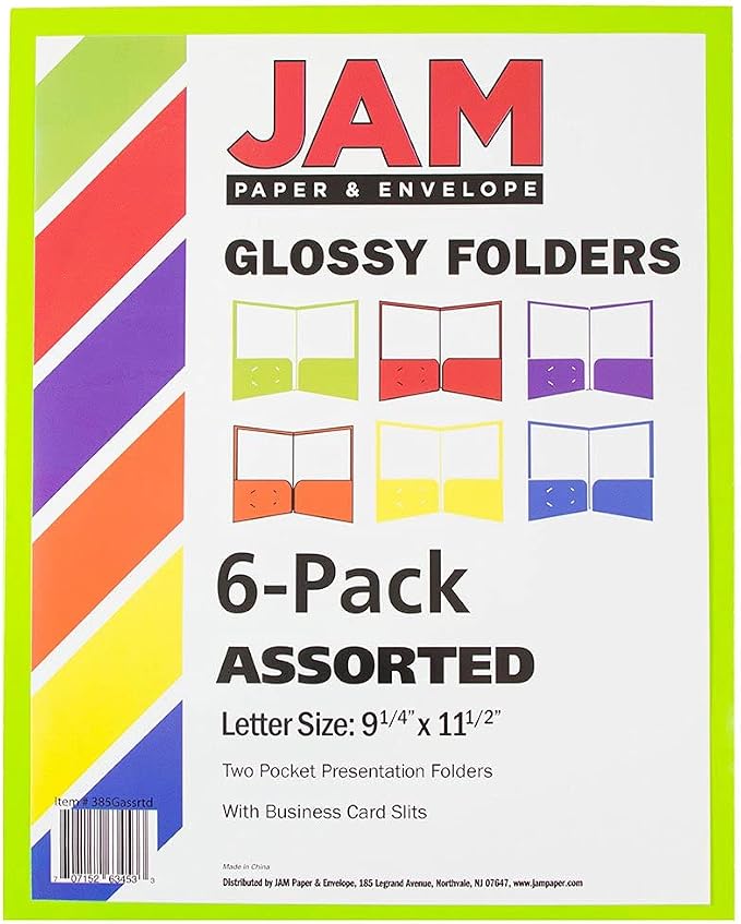 JAM PAPER Laminated Two Pocket Glossy School Folders - Image 3