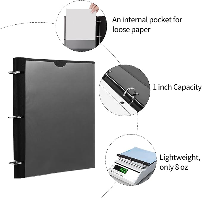 Tashkummy 360 Degree Pivotable Binder, Upgraded 3 Ring Binder 1 inch, Flexible - Image 4