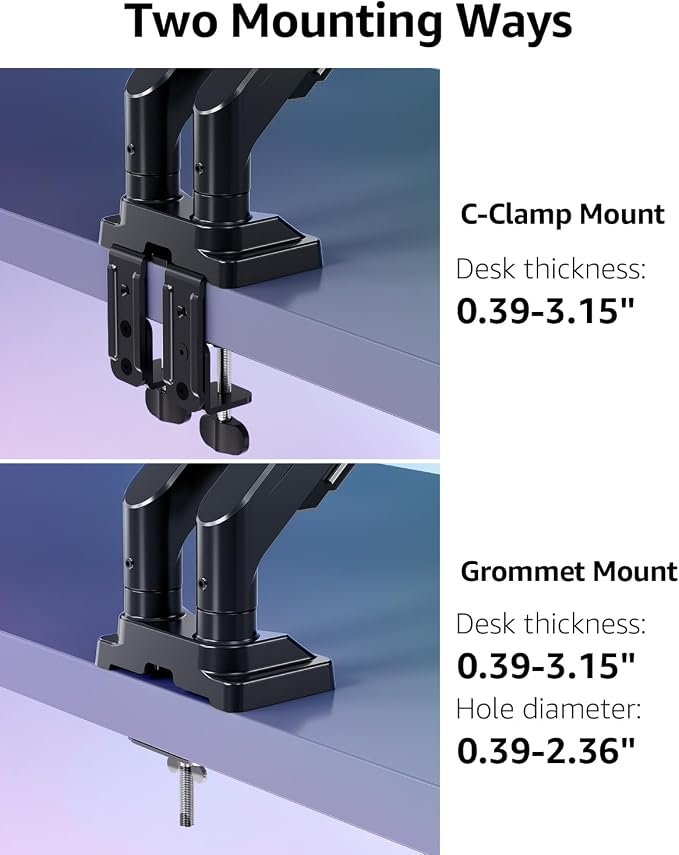 MOUNTUP Dual Monitor Stand for Max 43 inch Screens, Ultrawide Monitor Arm - Image 8
