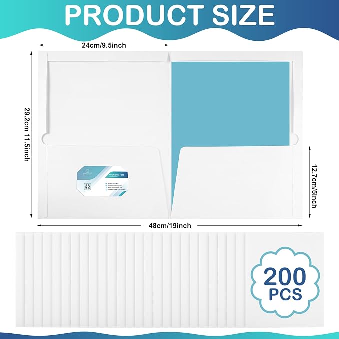 Yeaqee 200 Pack 2 Pockets Glossy Laminated Paper Folder First Day of School - Image 2