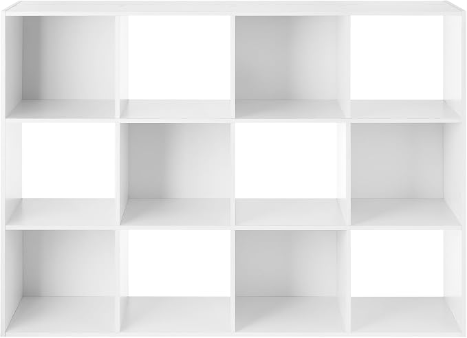 Whitmor 12 Cube Storage Organizer, 4 Tier Stackable Mdf Wood Bookcase, Open - Image 7