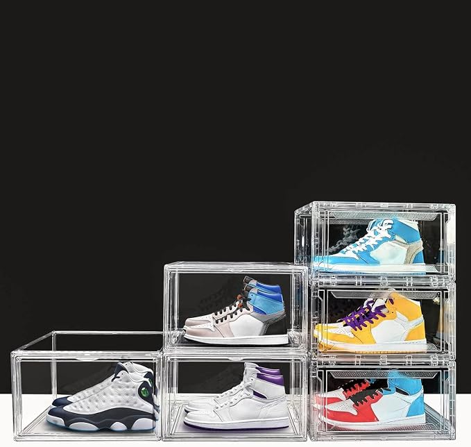KDOR Clear Plastic Shoe box Organizer, 3 Pack Stackable Sneaker Boxes, - Image 6
