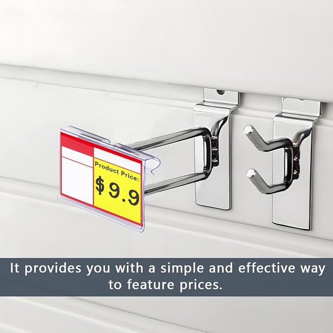 Diteje 20 Pack Plastic Wire Shelf Label Holder, Shelving Rack Retail Sign Hook - Image 3