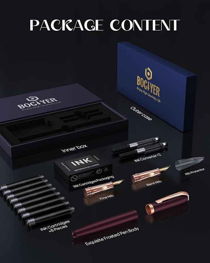 BOCIYER samurai Fountain Pen Set, Hand Polished Medium Nib, Calligraphy Nib