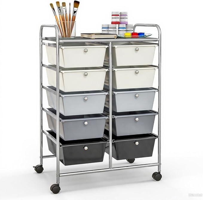 GLACER 10 Drawer Rolling Cart, Storage Cart by GLACERGrowupinhappiness