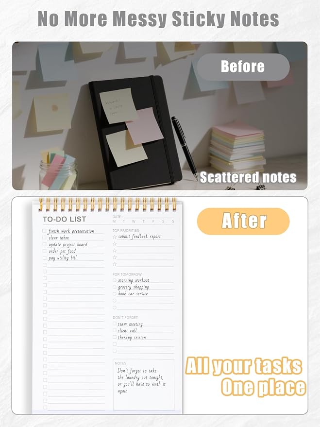 To Do List Notepad for Work, Productivity & Goal Setting, Undated Spiral Daily - Image 6