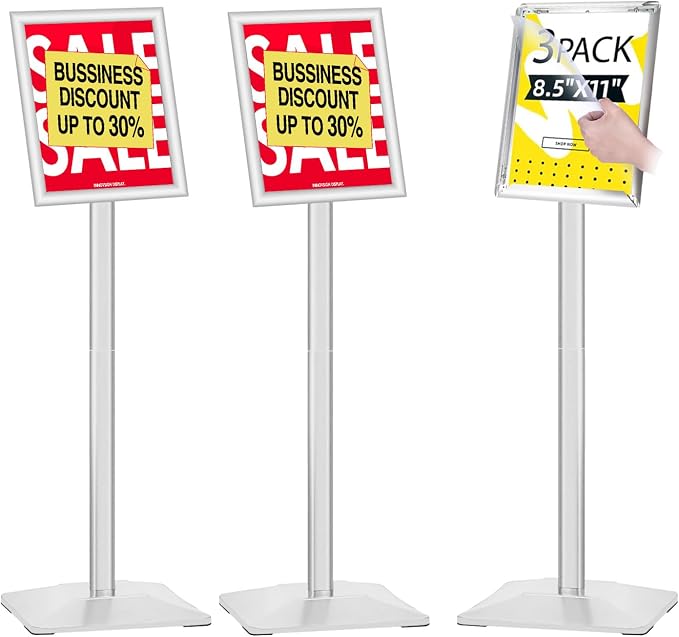 INNOVSIGN 3Packs Heavy Duty Adjustable Pedestal Poster Sign Stand, 8.5x11 by INNOVSIGN