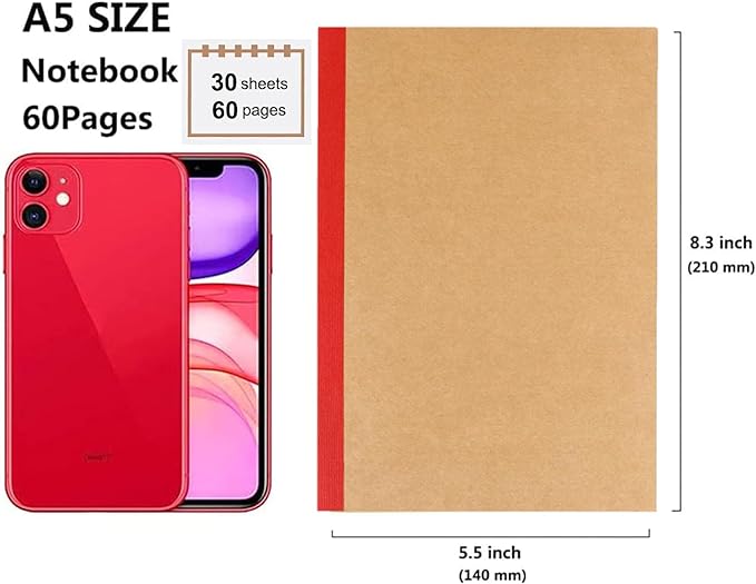 Zegrox 24 Pack A5 Kraft Notebooks, 60 Blank Pages Travel Journal Bulk, Soft - Image 5